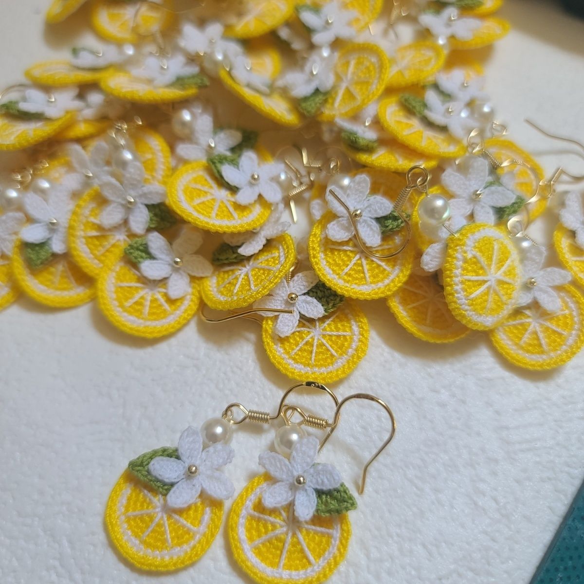 Lemon micro crochet earrings for women