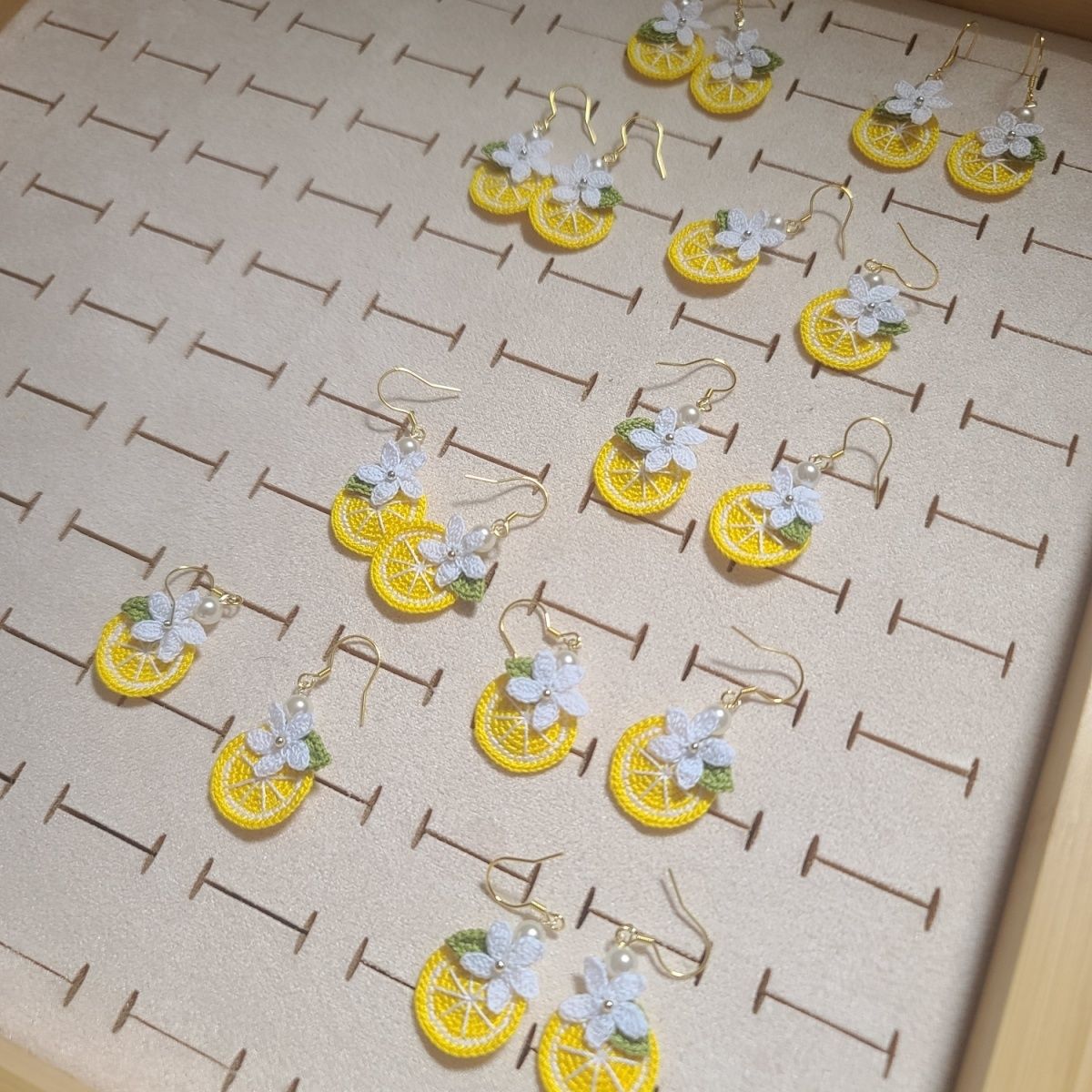 Lemon micro crochet earrings for women