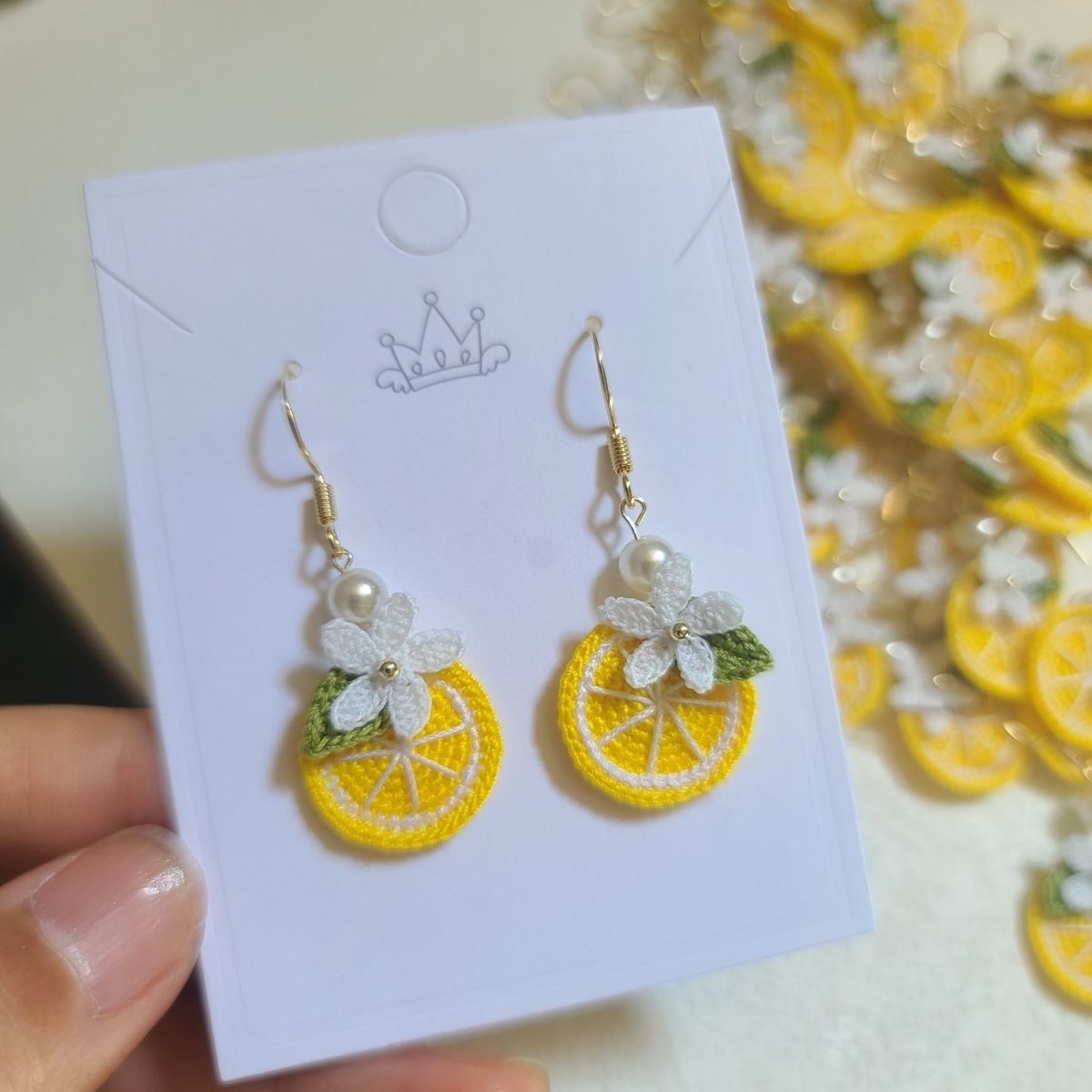 Lemon micro crochet earrings for women