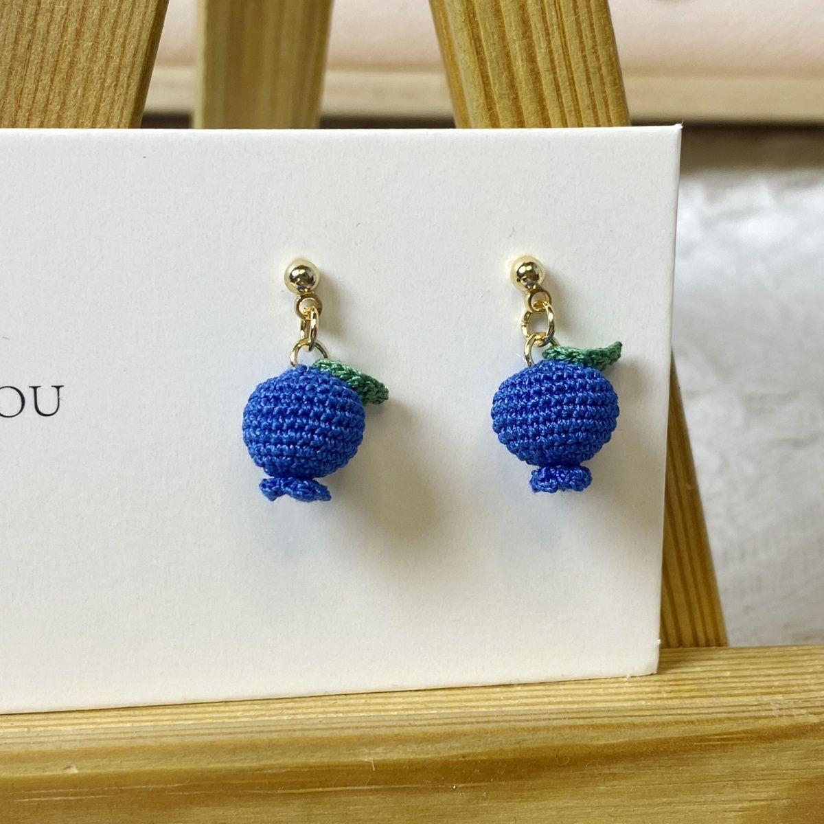 Blue berry microcrochet earrings