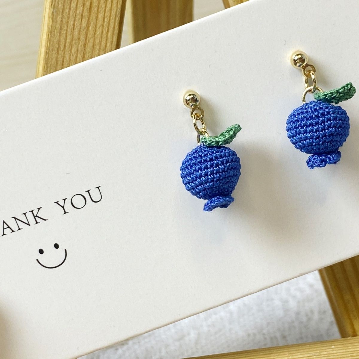 Blue berry microcrochet earrings
