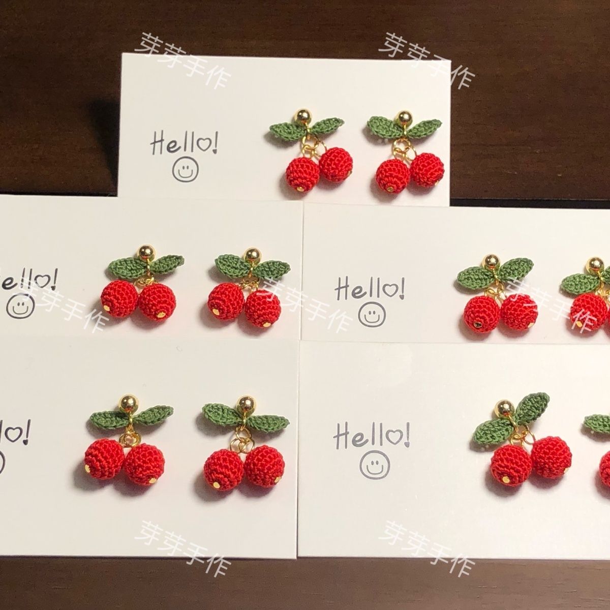Cherry micro crochet earrngs