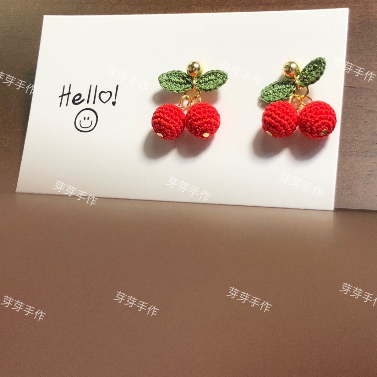 Cherry micro crochet earrngs
