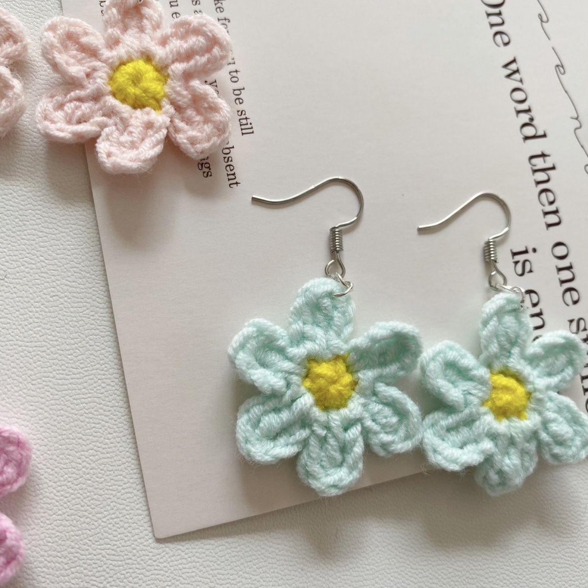 Flower handmade micro crochet earring