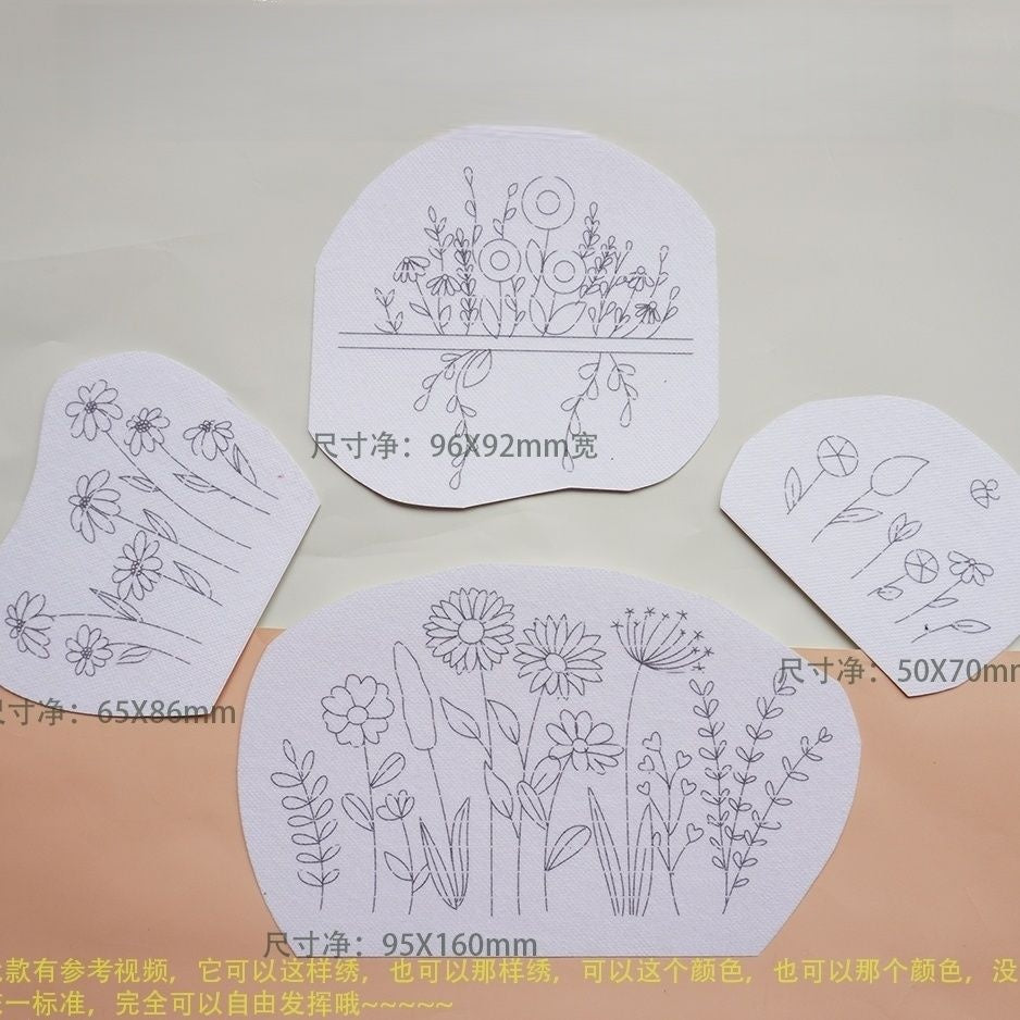 Water soluble sticker embroidery pattern