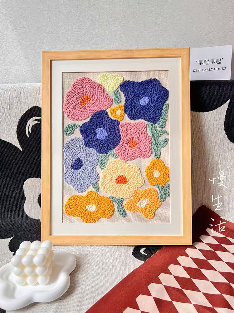 Punch Needle Kit Frame-with Flower Pattern