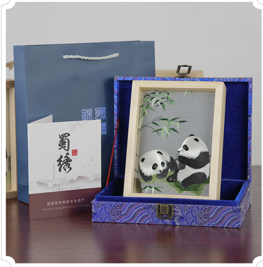 Chinese silk embroidery- panda for table decoration,gift(finished products))