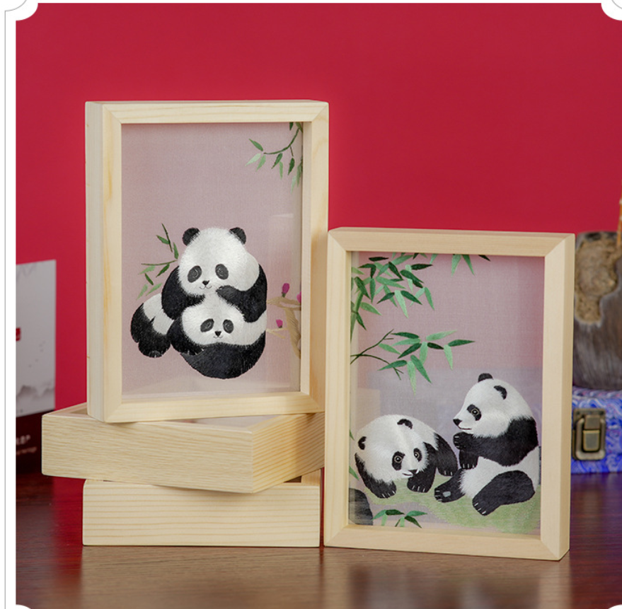 Chinese silk embroidery- panda for table decoration,gift(finished products))