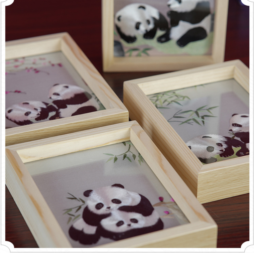 Chinese silk embroidery- panda for table decoration,gift(finished products))