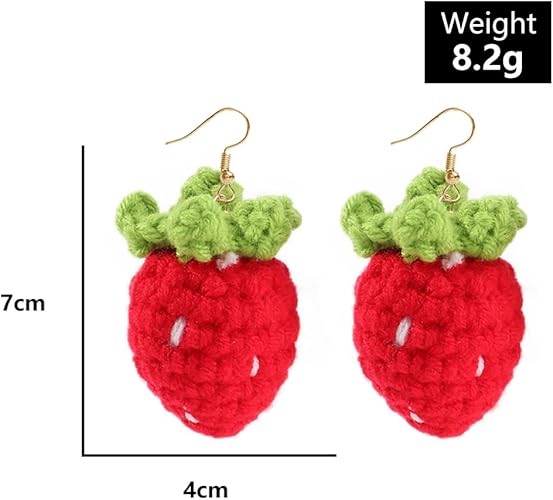 Handmade micro crochet earring-strawberry