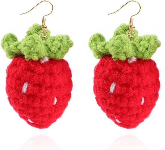 Handmade micro crochet earring-strawberry