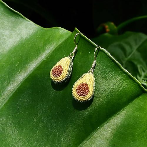 Avocado micro crochet earring