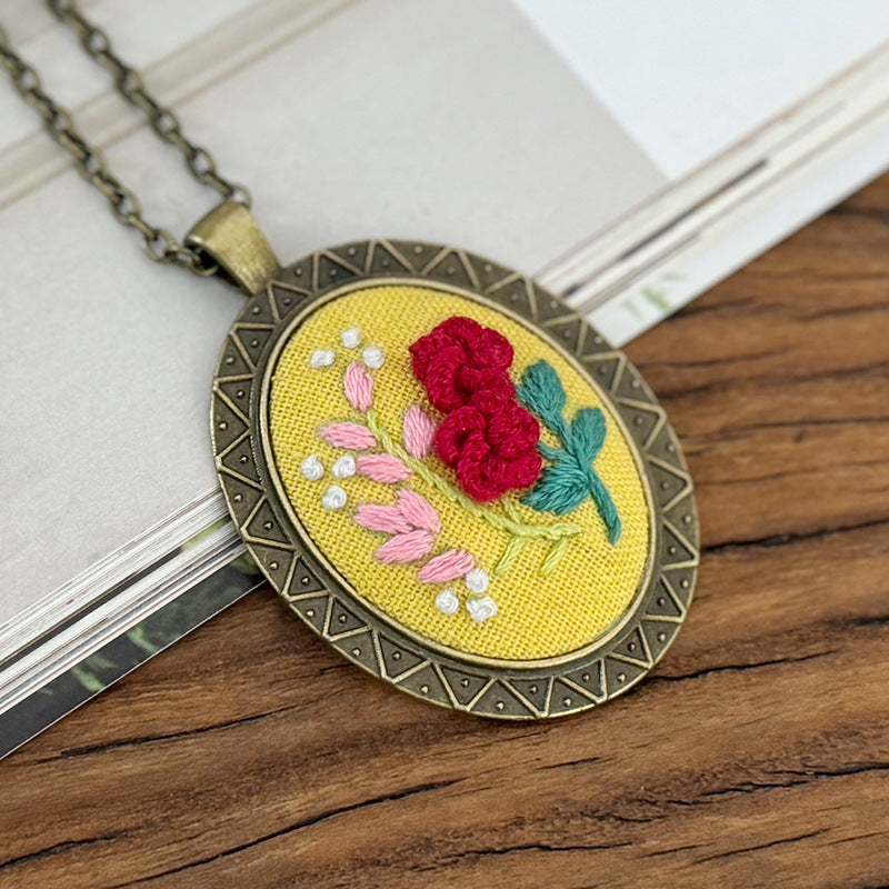 Embroidery necklace material kits or finished product