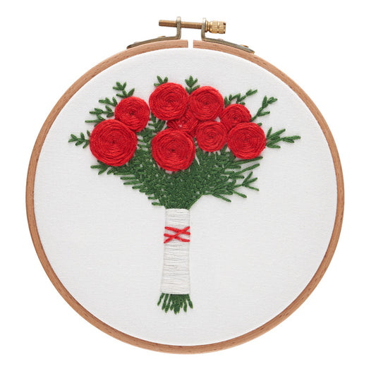 Embroidery kits for beginners-flower banquet handmde for home wall decoration with hoop,thread,yarn,fabric