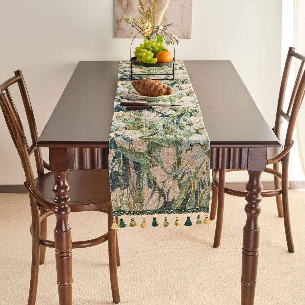Table runner flower with tissue Ethnic style rectangle for table decoration