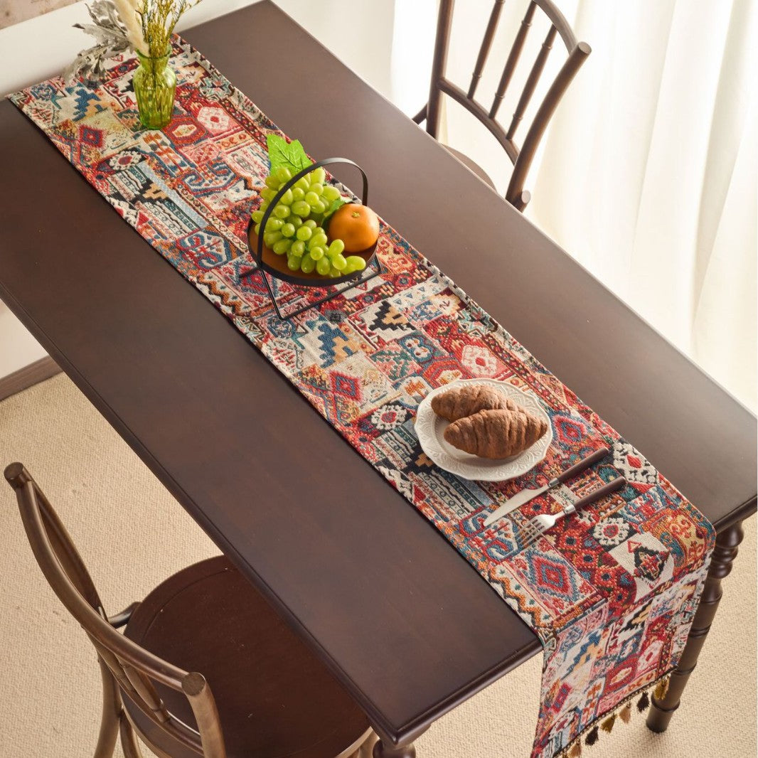 Table runner flower with tissue Ethnic style rectangle for table decoration