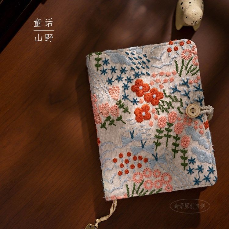 Flower embroidery notebook-Grey color