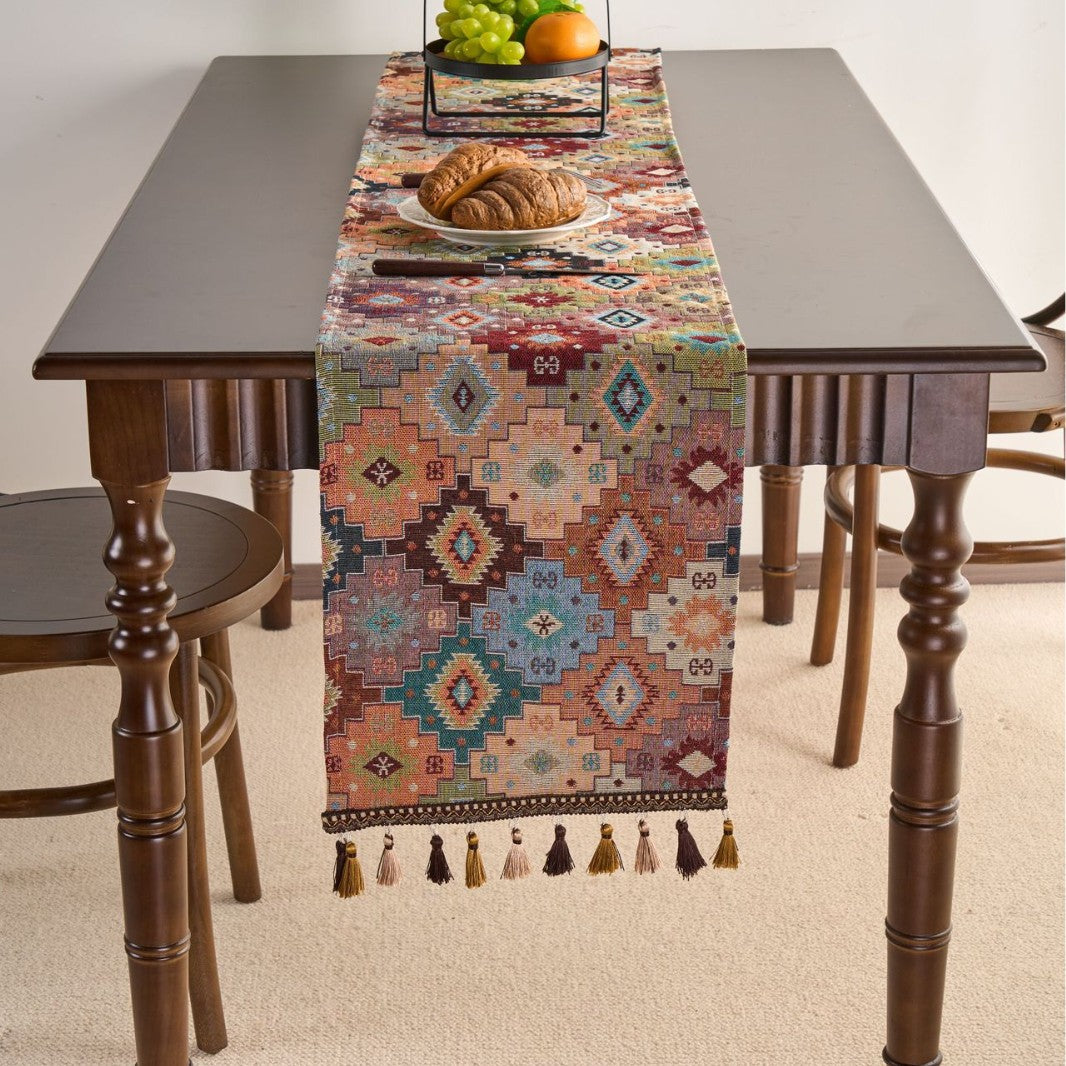 Table runner flower with tissue Ethnic style rectangle for table decoration