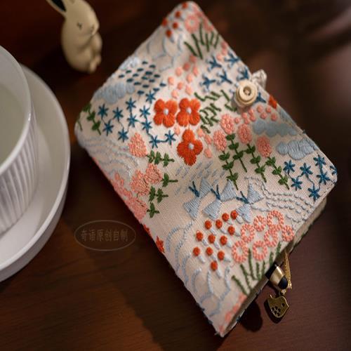 Flower embroidery notebook-Grey color
