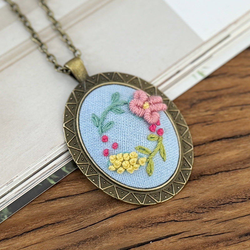 Embroidery necklace material kits or finished product