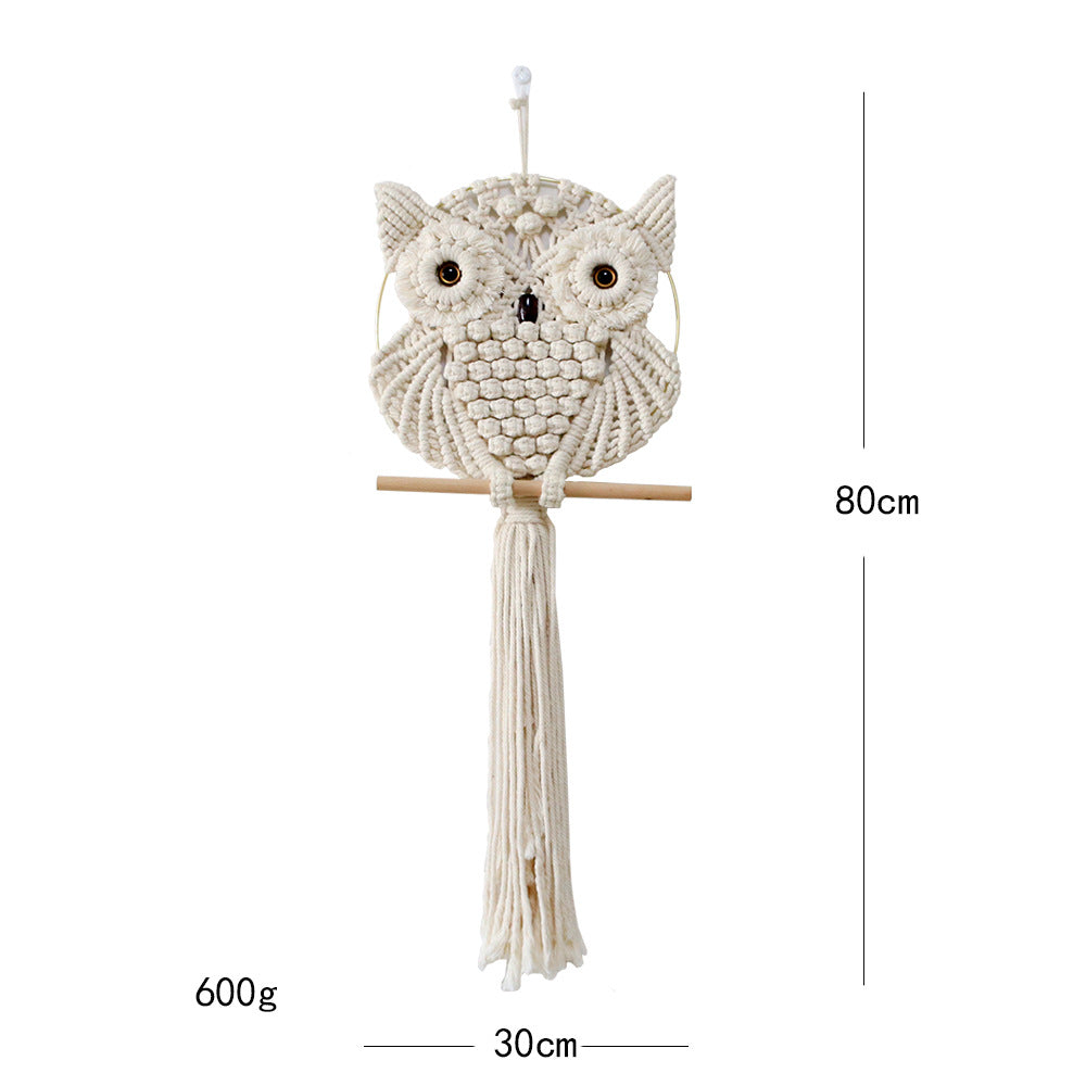 Boho owl handmade weave hanging blanket sennit for home wall decoration