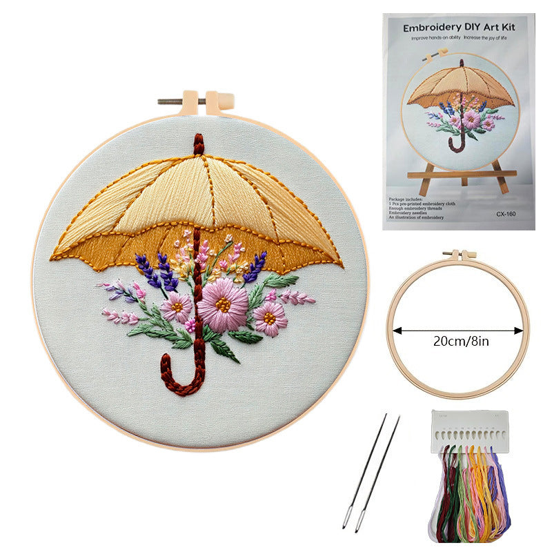 Boots and umbrella-embroidery material kits