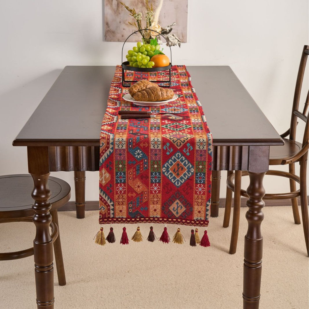 Table runner flower with tissue Ethnic style rectangle for table decoration