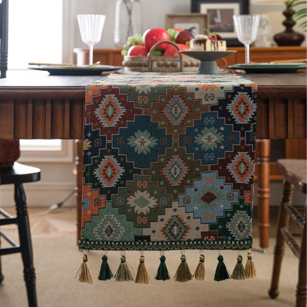 Table runner flower with tissue Ethnic style rectangle for table decoration
