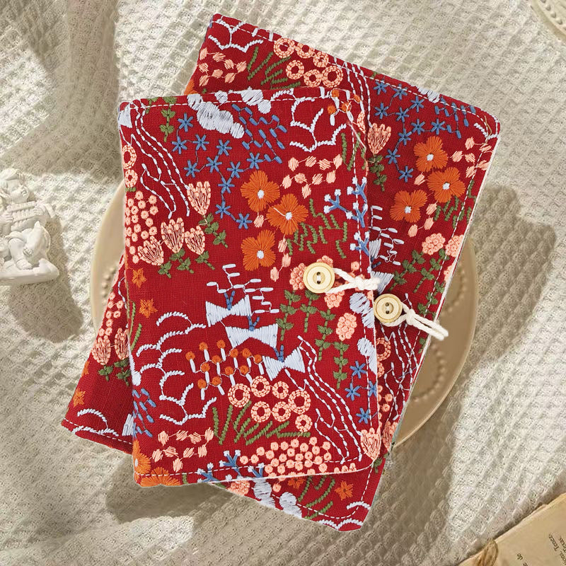 Red color Embroidery notebook