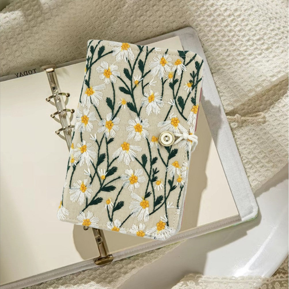 Embroidered Notebook Journal, 200 Pages A5 Lined Journal for Women, Fabric Cover with Embroidery Flowers