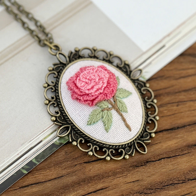 Embroidery necklace material kits or finished product