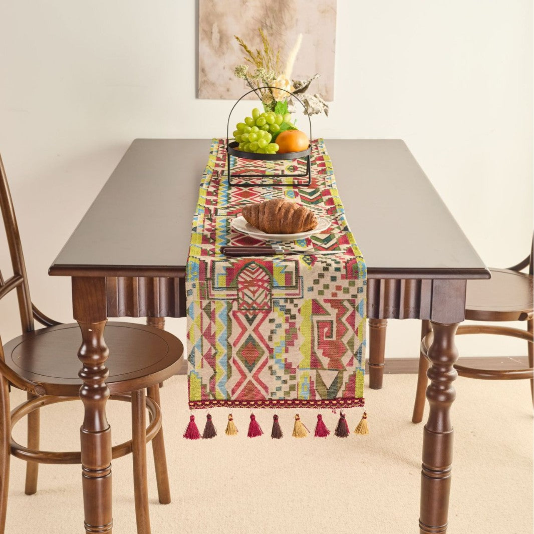 Table runner flower with tissue Ethnic style rectangle for table decoration
