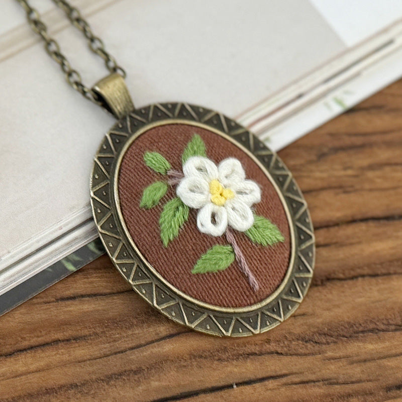 Embroidery necklace material kits or finished product