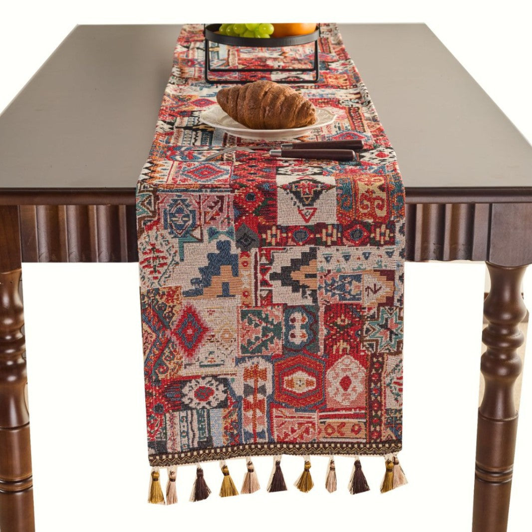 Table runner flower with tissue Ethnic style rectangle for table decoration