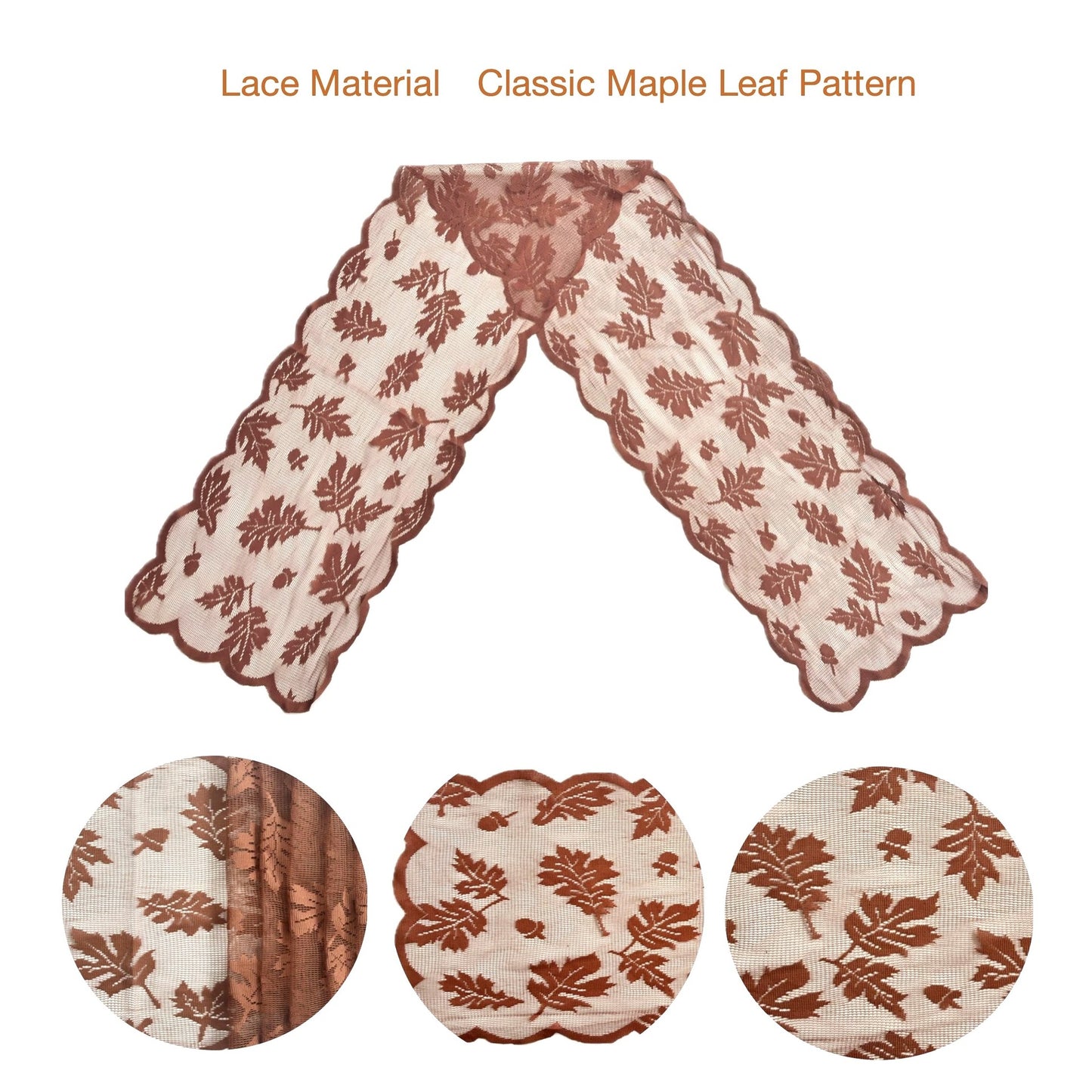Table runner-Leaves design Brown Thanks giving elegant tablecloth table runner for festival party decoration