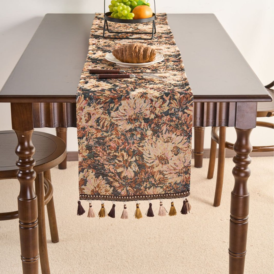 Table runner flower with tissue Ethnic style rectangle for table decoration