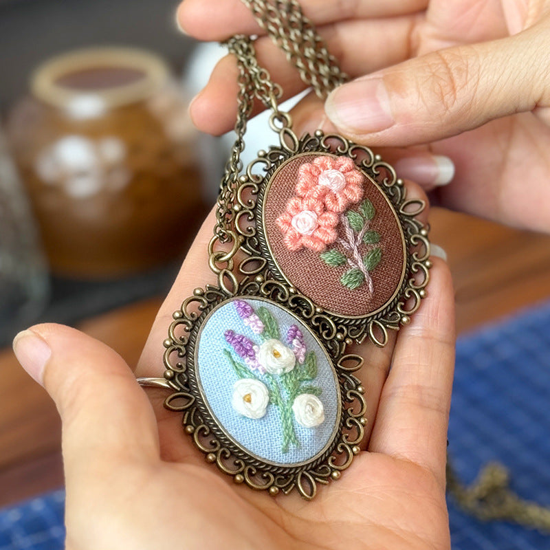 Embroidery necklace material kits or finished product