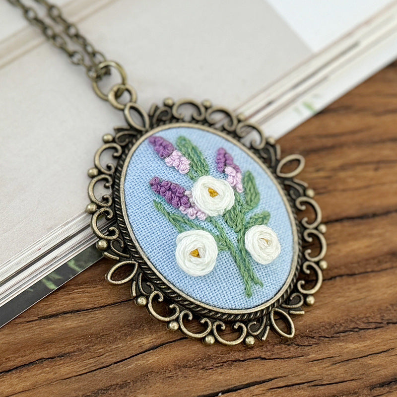 Embroidery necklace material kits or finished product