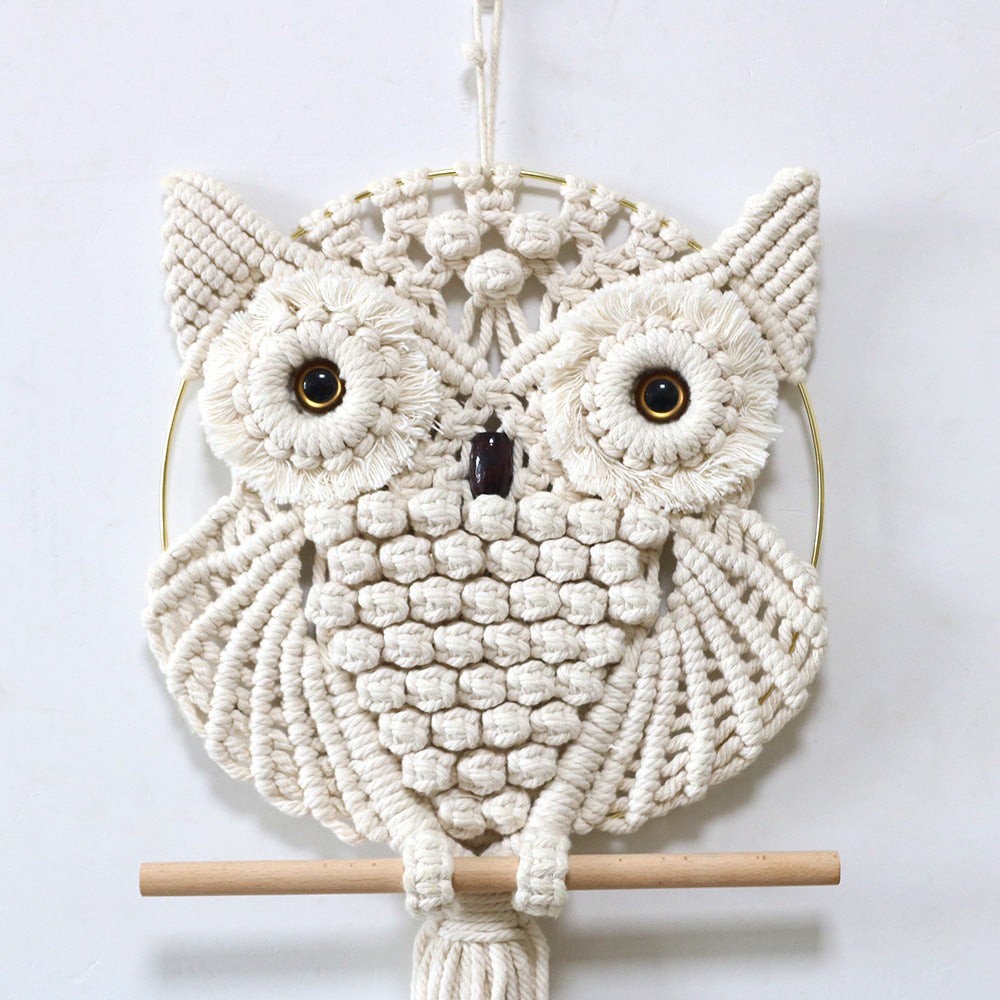 Boho owl handmade weave hanging blanket sennit for home wall decoration
