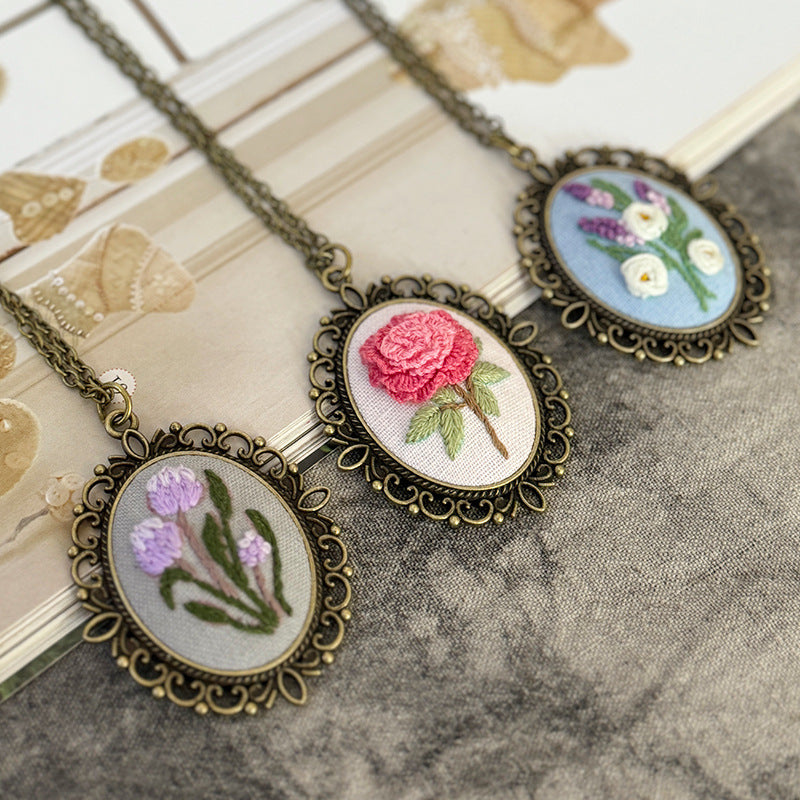 Embroidery necklace material kits or finished product