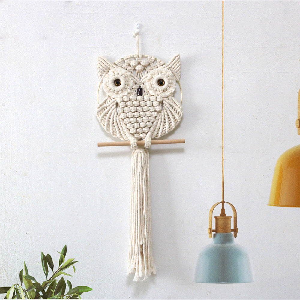 Boho owl handmade weave hanging blanket sennit for home wall decoration