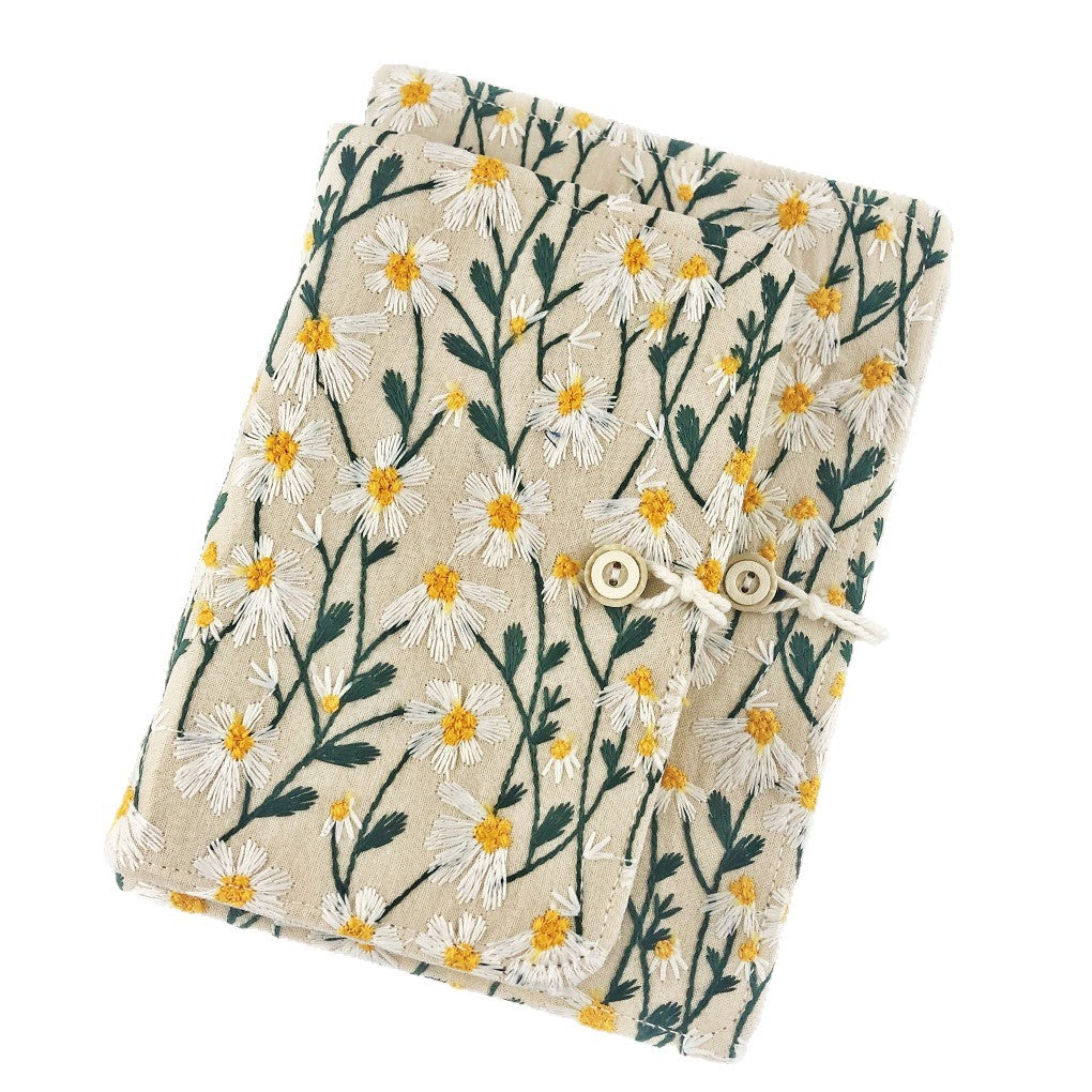Embroidered Notebook Journal, 200 Pages A5 Lined Journal for Women, Fabric Cover with Embroidery Flowers