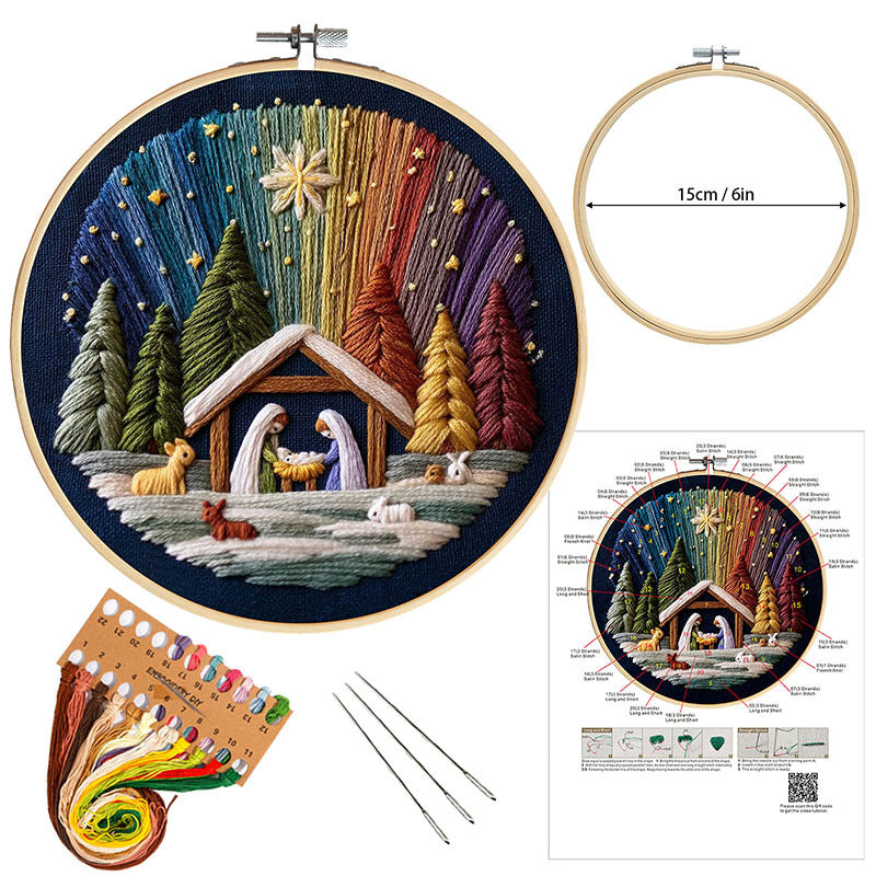 Embroidery kit for beginner,cross stitch embroidery sets with round hoop,thread,fabric,pattern