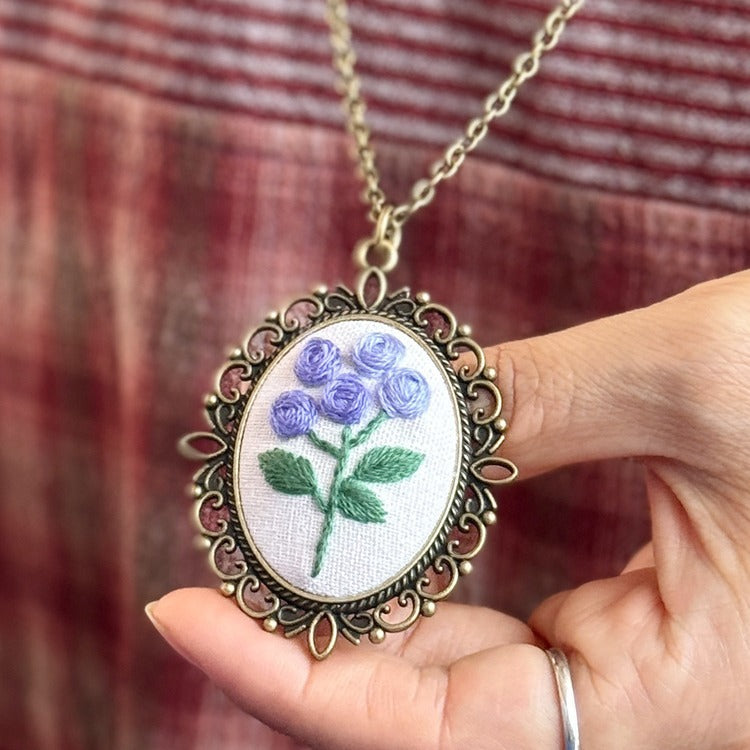 Embroidery necklace material kits or finished product