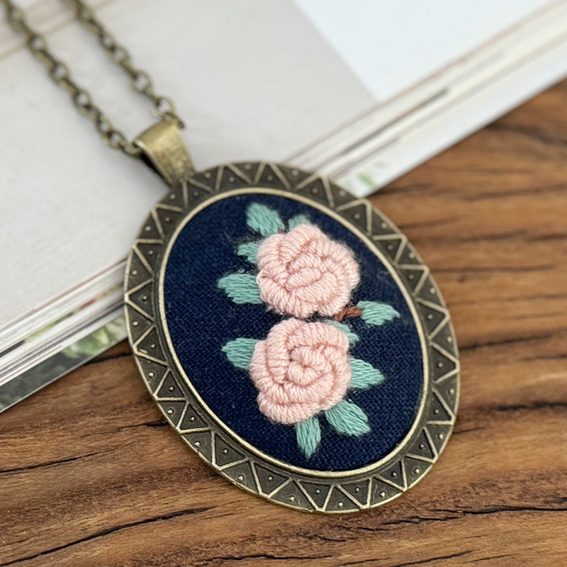 Embroidery necklace material kits or finished product