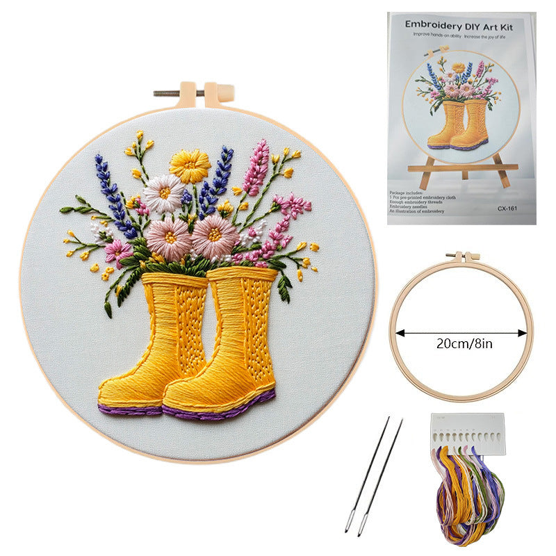 Boots and umbrella-embroidery material kits