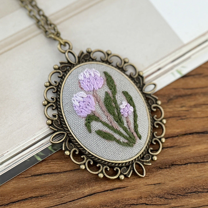 Embroidery necklace material kits or finished product