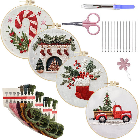 Christmas embroidery material kits(4pcs)