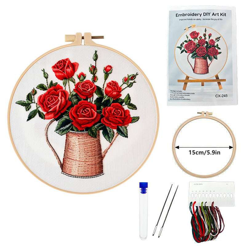 Embroidery kit for adult beginner-rose flower
