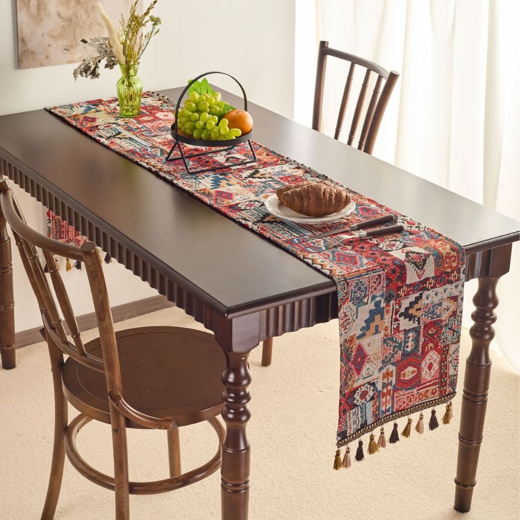 Table runner flower with tissue Ethnic style rectangle for table decoration